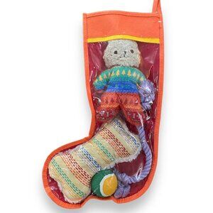 New Dog Toys Christmas Stocking 2 Squeak Plush, Ball, Rope Holiday Med Large Pet